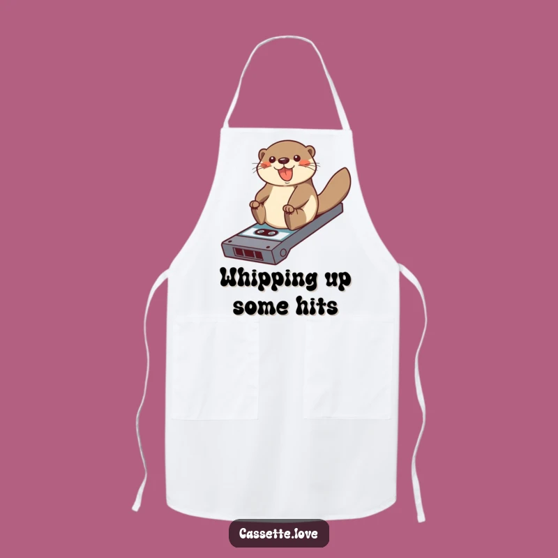 Funny Otter Cassette Ramp Apron: Kitchen Fun for Music Lovers