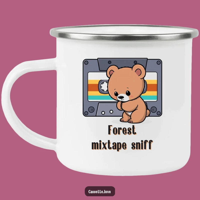 Funny Camping Mug: Bear Cub Cassette - Retro Music Adventure Cup