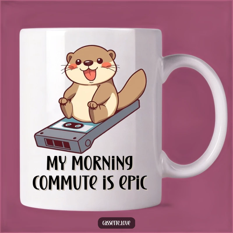 Funny Otter Cassette Ramp Mug: A Hilarious Gift for Music Lovers