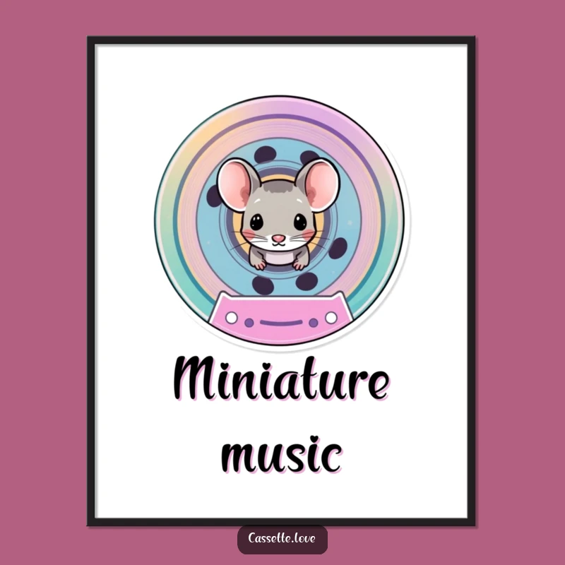 Funny Mouse Cassette Spool Digital Art: Instant Cute Wall Decor