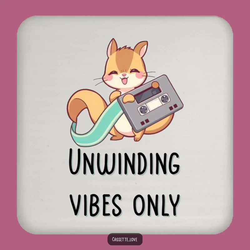 Funny Squirrel Cassette Ribbon Coaster Set: Protect Tables with Fun