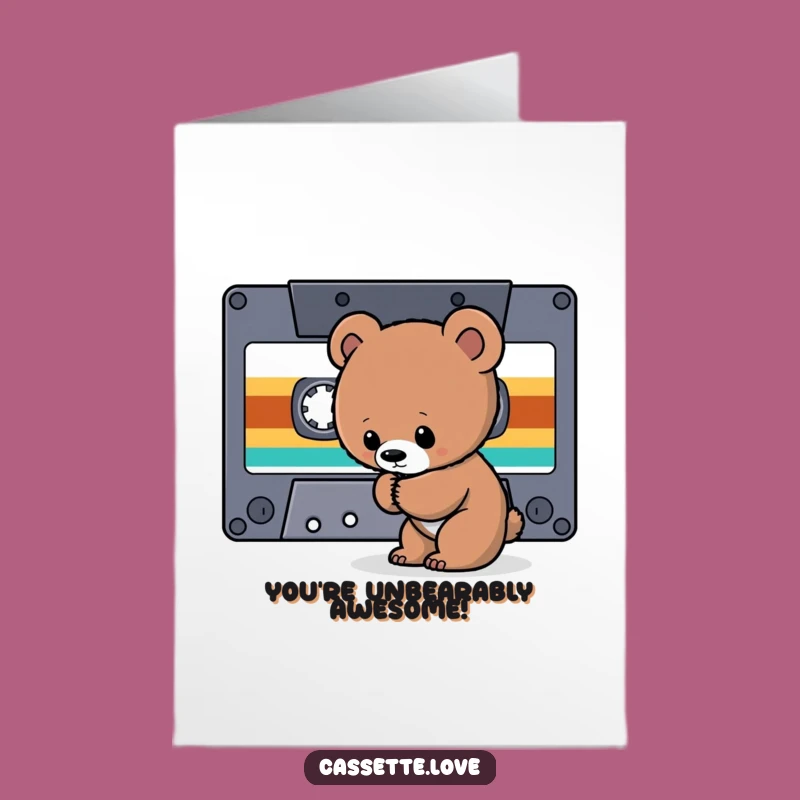Free Printable Congrats Card: Bear Cub Cassette Discovery - Humorous Downloadable
