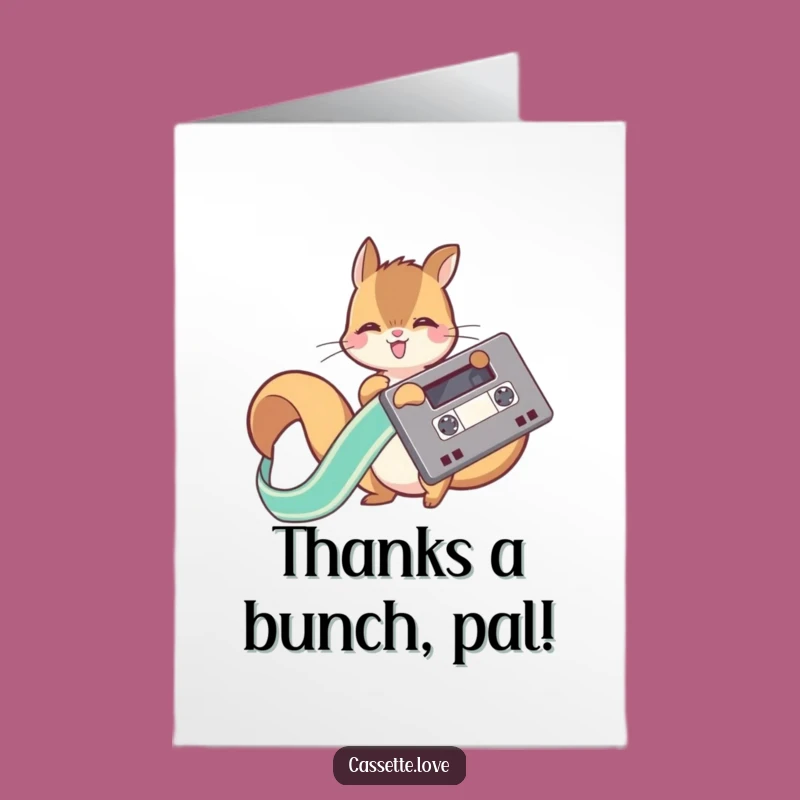 Free Printable Squirrel Thank You Card: Ribbon Thanks, Downloadable Grateful Gift