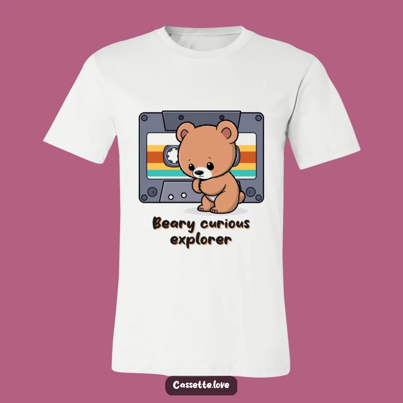 Funny T-Shirt: Bear Cub & Cassette - Retro Music Explorer Tee